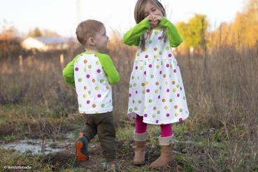 Preview: Baumwolljersey Happy bunte Smileys auf Weiß by Swafing von Christiane Zielinkski